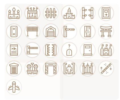 Gate Icon Toolkit featuring 25 PIXEL Perfect Retina Ready Regular Line elements vector