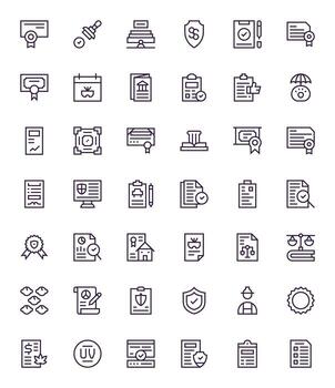 Compliance Complete Package with 42 128x128 Regular Line Pixel Optimized Icons vector