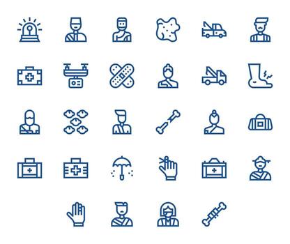 28 Retina Ready Icons for Accident in Pixel Optimized Bold Line Format vector