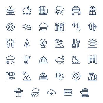 regular línea editable íconos desde nieve conjunto con 35 alto resolución íconos vector