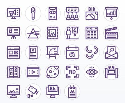 28 negrita línea píxel optimizado íconos para visual gráficos vector