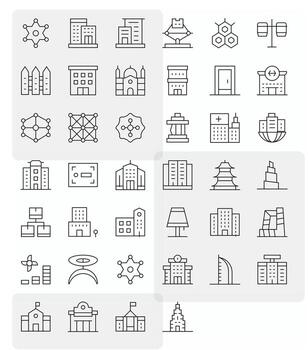 40 Pixel Aligned Thin Line Icons from Structure Collection vector