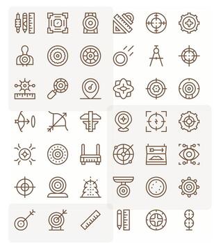 Regular Line Style Accuracy Icons with 42 64x64 Pixel Optimized Designs vector