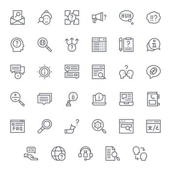 35 íconos inspirado por consulta en cuadrícula equipado 256x256 regular línea calidad vector