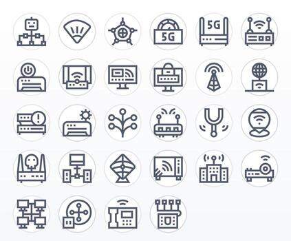 enrutador icono caja de herramientas presentando 28 detalle mejorado alto resolución negrita línea elementos vector