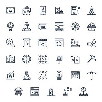 35 256x256 Regular Line Icons for Resource with Grid Fitted precision vector