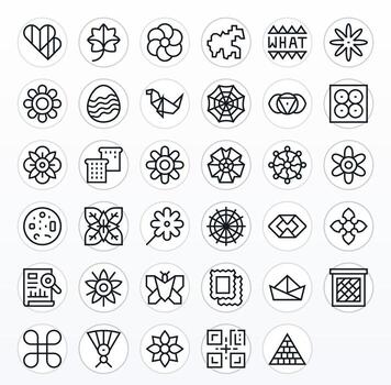 35 Icons for Pattern featuring High Resolution Pixel Aligned Regular Line Graphics vector