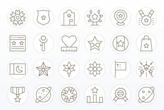 24 High Resolution Pixel Aligned Icons for Star in Thin Line Theme vector