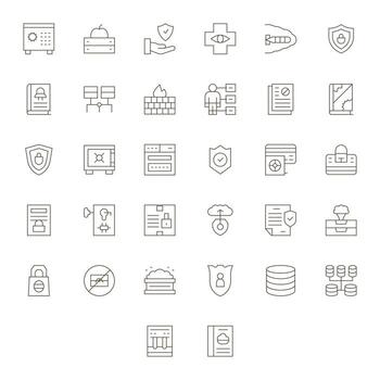 Data Security Premium Bundle with 32 256x256 Pixel Optimized Thin Line Icons vector