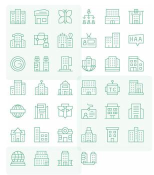 40 Delgado línea píxel alineado íconos para empresa gráficos vector