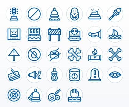 28 Bold Line Pixel Aligned Icons tailored for Warning 128x128 interface vector