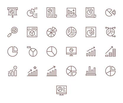 Market Share Graphics featuring 25 Regular Line Pixel Optimized 64x64 Designs vector