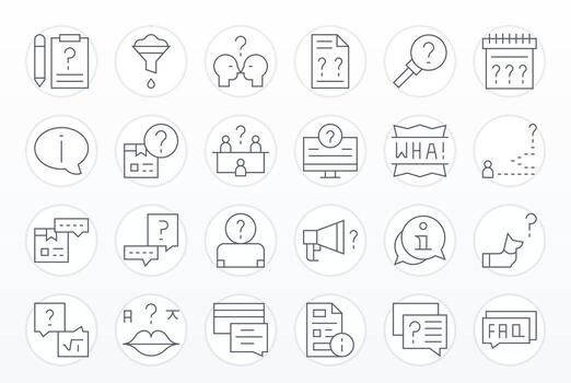 24 Retina Ready Thin Line Icons optimized for Clarification Editable display vector
