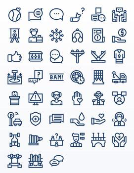 Support Icon Toolkit featuring 45 Editable 128x128 Bold Line elements vector