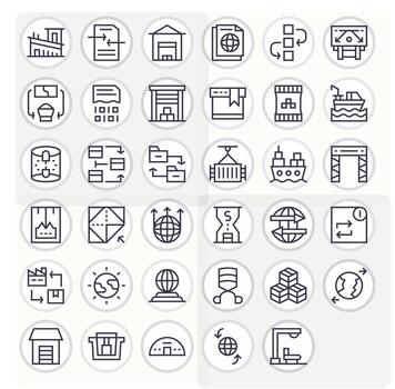 Export Professional Set with 35 Regular Line Editable High Resolution Icons vector