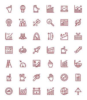 42 64x64 Regular Line Icons for Upward with Grid Fitted precision vector