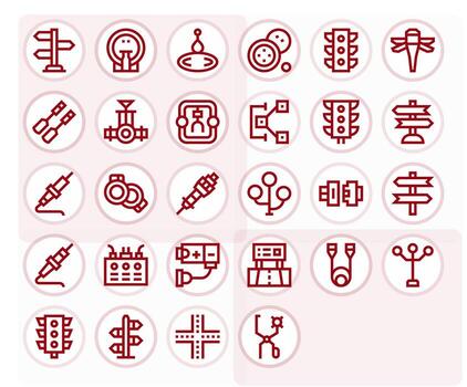 Junction Essential Set including 28 Pixel Optimized Bold Line 256x256 Icons vector