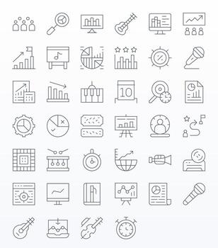 40 Thin Line Pixel Optimized Icons for Performance Graphics vector