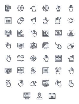Ui Retina Ready Icon Pack with 45 Bold Line Pixel Optimized Elements vector