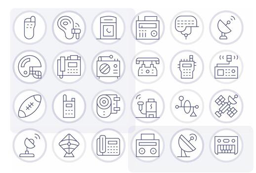 Receiver Graphics Pack including 24 Thin Line 256x256 Display Perfect Icons vector