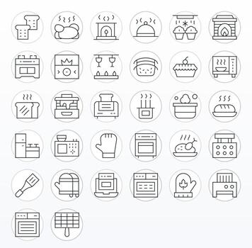 Oven Icon Repository containing 32 Thin Line 64x64 PIXEL Perfect graphics vector