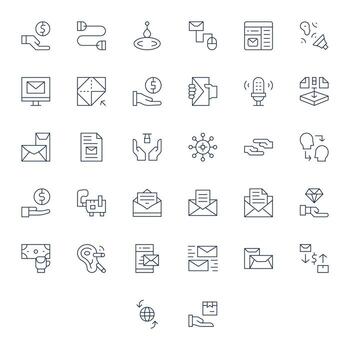32 Icons for Receive featuring 64x64 Display Perfect Thin Line Graphics vector