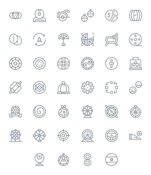 40 Editable Icons themed around Circular in High Resolution Thin Line format vector