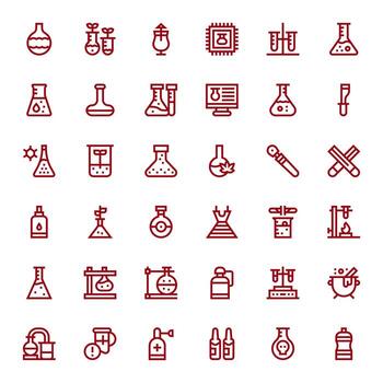 36 256x256 Icons for Flask in Grid Fitted Bold Line Format vector