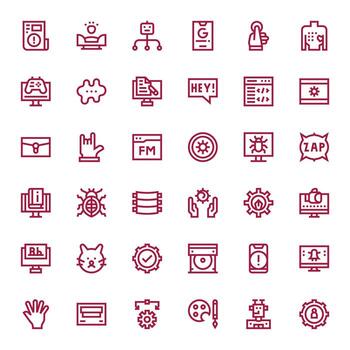 Software 64x64 Icon Pack with 36 Bold Line Display Perfect Elements vector