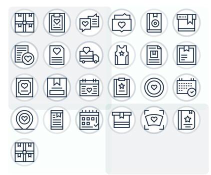 Marked Comprehensive Bundle with 25 Editable Regular Line 64x64 Icons vector