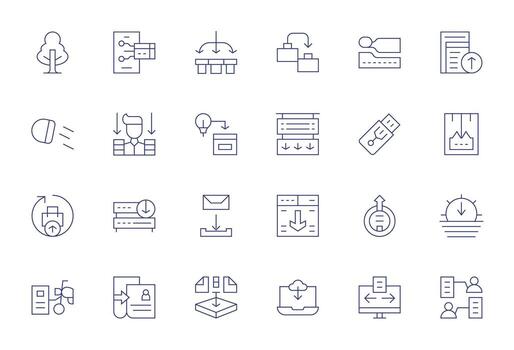File Transfer Icon Toolkit featuring 24 Pixel Optimized 256x256 Thin Line elements vector