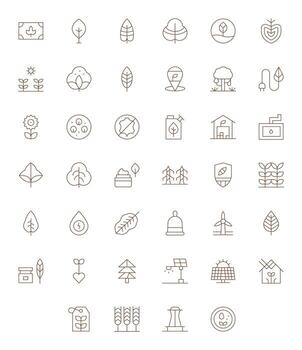 Sustainable Pixel Optimized Set with 40 128x128 Thin Line Icons vector