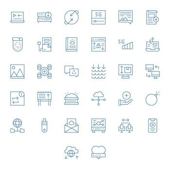 Upload Icon Set with 32 Thin Line 256x256 Detail Enhanced Graphics vector