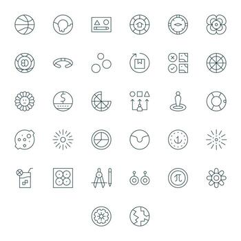 32 64x64 Thin Line Icons for Circle with Display Perfect precision vector