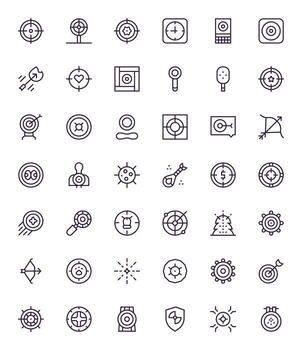 42 128x128 Regular Line Icons optimized for Aim Pixel Aligned display vector