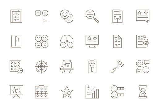 Assessment Icon Repository containing 24 Thin Line 64x64 PIXEL Perfect graphics vector