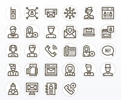 28 Bold Line Icons designed for Contact in 256x256 Grid Fitted format vector