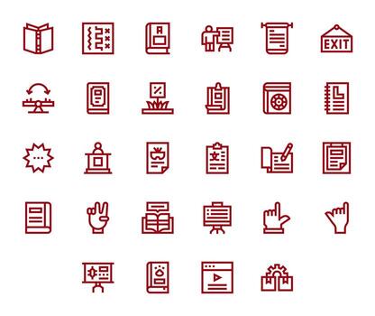 28 Grid Fitted Icons themed around Instruction in High Resolution Bold Line format vector