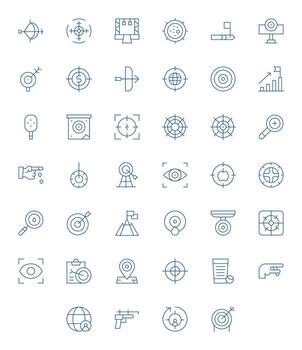 Target Professional Set with 40 Thin Line Pixel Optimized High Resolution Icons vector