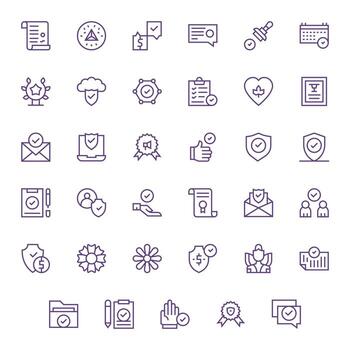 Verified High Resolution Icon Pack with 35 Regular Line PIXEL Perfect Elements vector