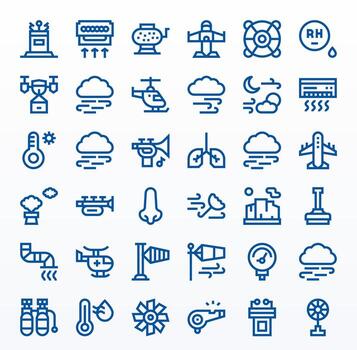 36 256x256 Bold Line Pixel Optimized Icons for Air Projects vector