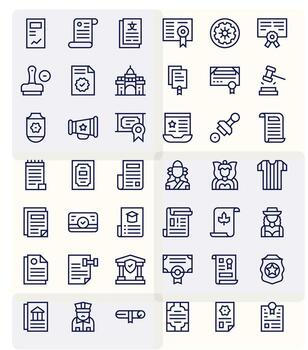 42 regular línea íconos para oficial en crujiente 256x256 monitor Perfecto resolución vector