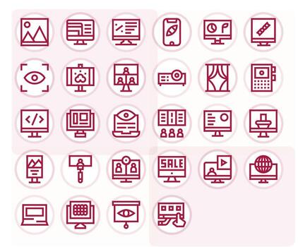 Screen featuring 28 High Resolution Icons in Bold Line Design vector
