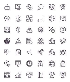 Issue PIXEL Perfect Set with 42 256x256 Regular Line Icons vector