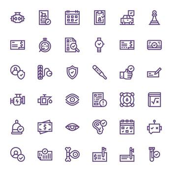 Check Exclusive Set featuring 36 Bold Line Pixel Optimized High Resolution Icons vector