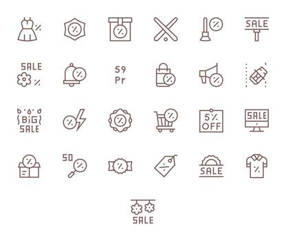 25 Regular Line Icons for Clearance in crisp High Resolution Editable resolution vector