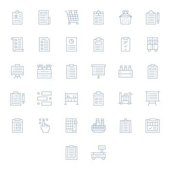 32 Delgado línea cuadrícula equipado íconos para artículos gráficos vector