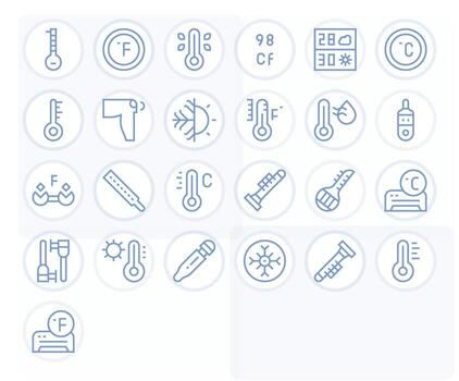 25 regular línea píxel optimizado íconos hecho a mano para Celsius 256x256 aplicaciones vector