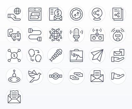 25 Editable 128x128 Icons for Transmit in elegant Regular Line design vector
