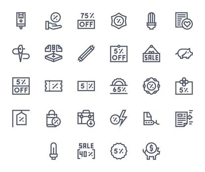 Saving Complete Package with 28 High Resolution Bold Line PIXEL Perfect Icons vector